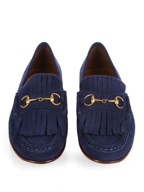 leather blue gucci loafers|Gucci suede loafers women.